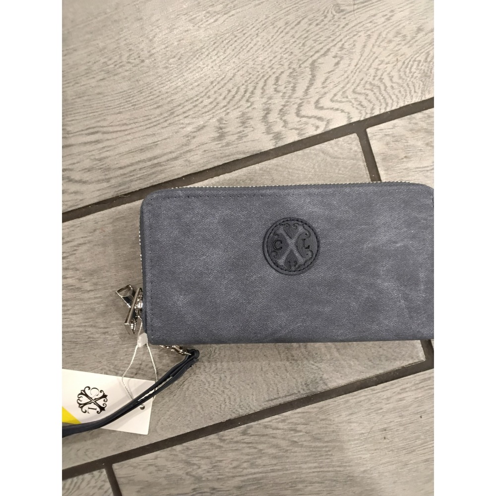 CXL by Christian Lacroix Blue Double Zip Around Wristlet Wallet Organizer NWT